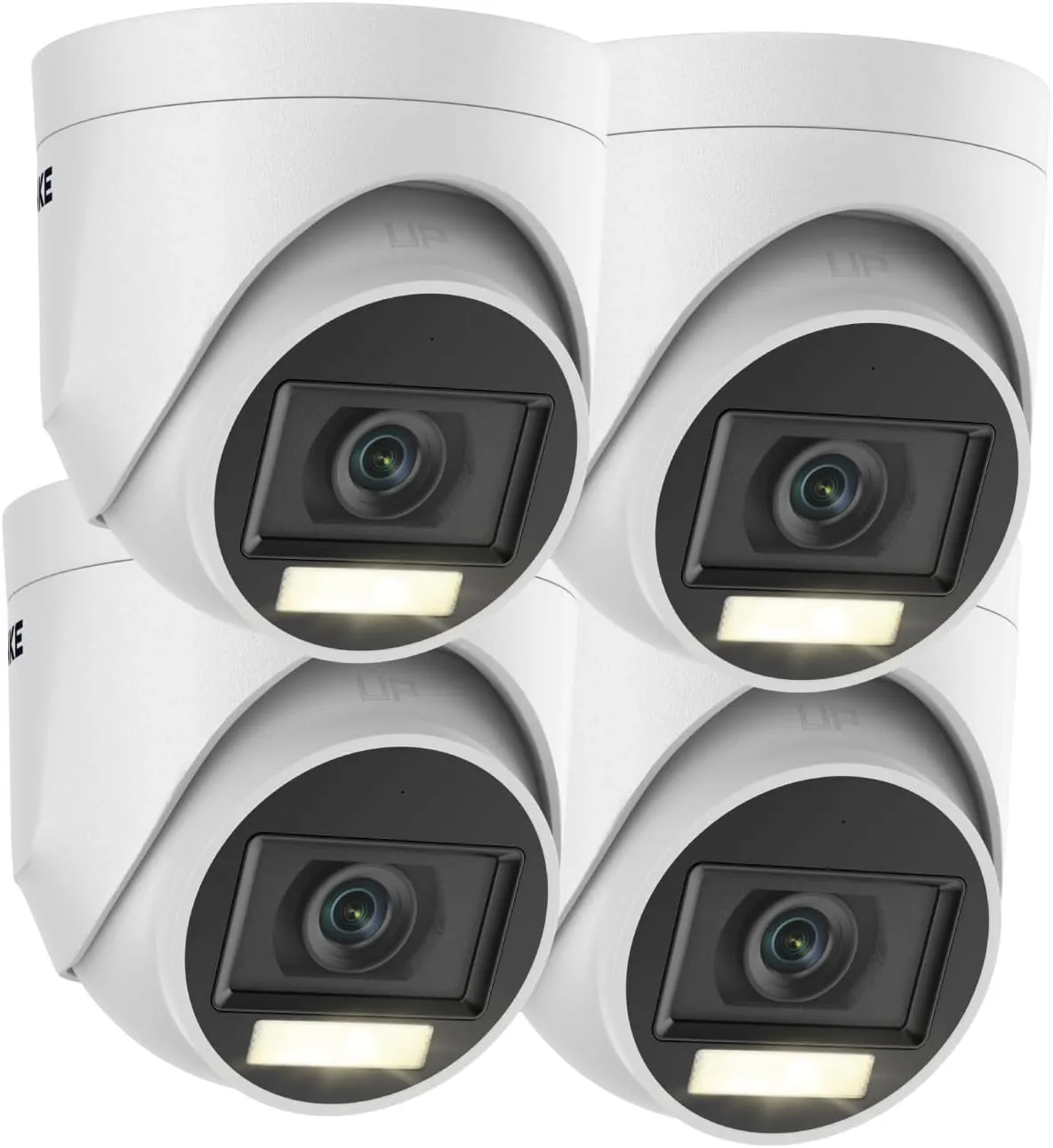 ANNKE 4 Pack Security Camera, 3K (2960 * 1665) Wired HD-TVI Add-on Turret Cam with Built-in Mic, Smart Dual Light Night Vision, 2.8mm Lens, IP67 Waterproof for Outdoor Indoor Video Surveillance