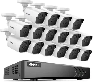 ANNKE 5MP 16CH Video DVR Surveillance System 16pcs Wired Outdoor 5MP CCTV Bullet Cameras, 3K Lite 16-Channel DVR for Home and Business 24/7 Recording, AI Motion Detection, IP67, NO Hard Drive Included
