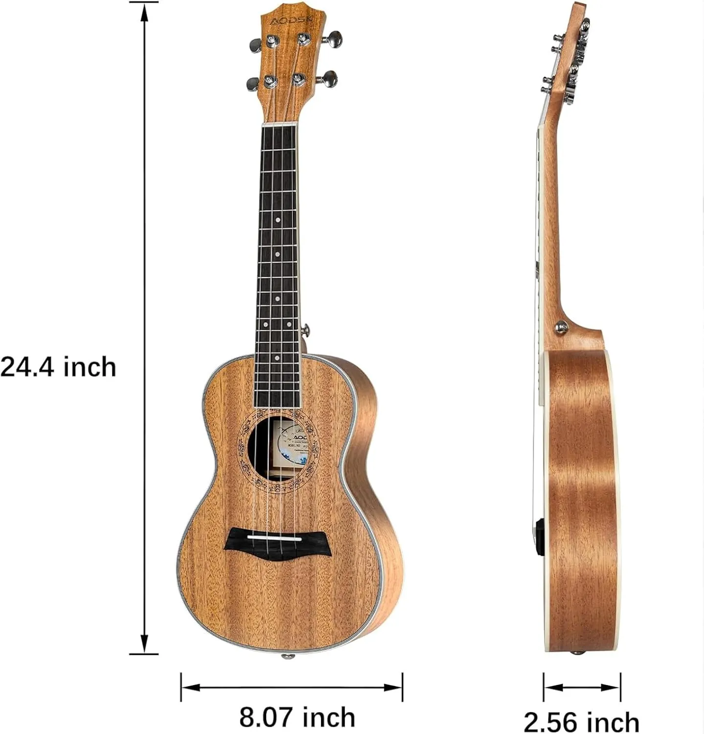 AODSK Concert Ukulele Beginner Mahogany 23 Inch Ukelele Kit with Gig Bag Strap Nylon String Tuner 3 picks Cloth Online Lesson