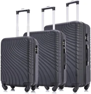 Apelila 20-28 Inch Hardshell Luggage Set (3-Piece) – ABS Spinner Suitcases with Durable Hard Shell & Smooth Rolling Wheels – Black Carry-On & Check-In Bags for Travel