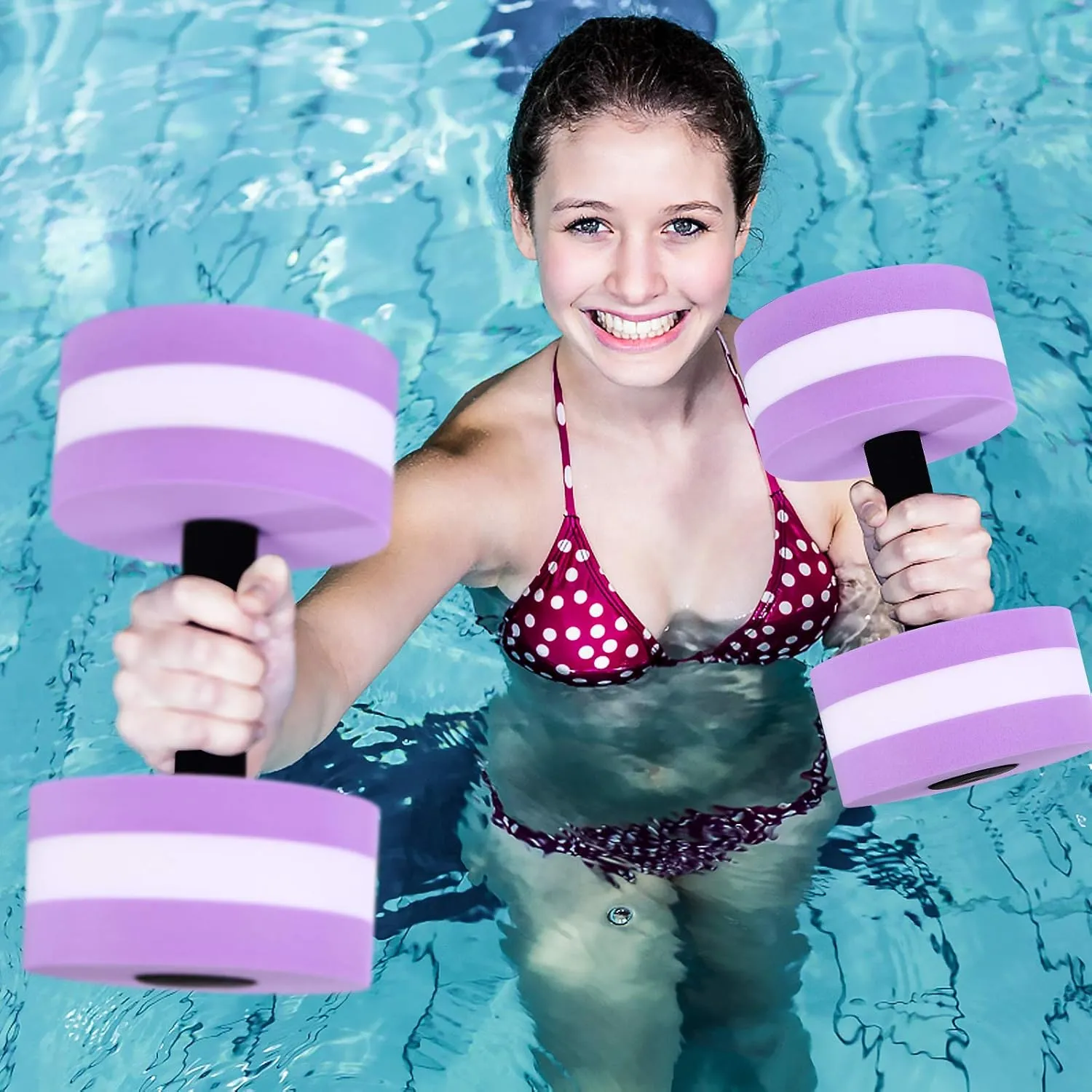 Aquatic Exercise Dumbbells 2Pcs Water Dumbells Foam Water Weights Aquatic Fitness Equipment for Water Aerobics (Purple)
