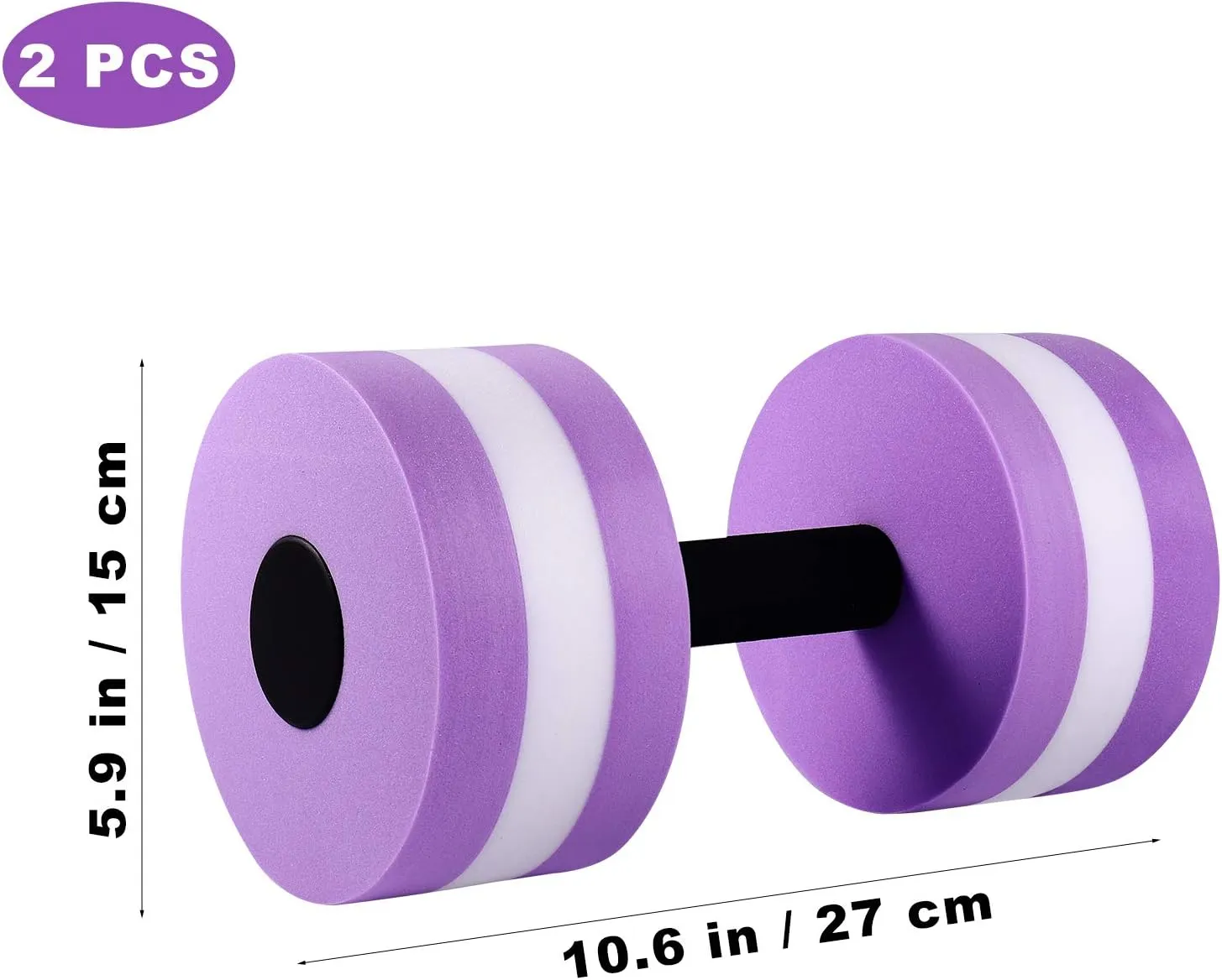 Aquatic Exercise Dumbbells 2Pcs Water Dumbells Foam Water Weights Aquatic Fitness Equipment for Water Aerobics (Purple)