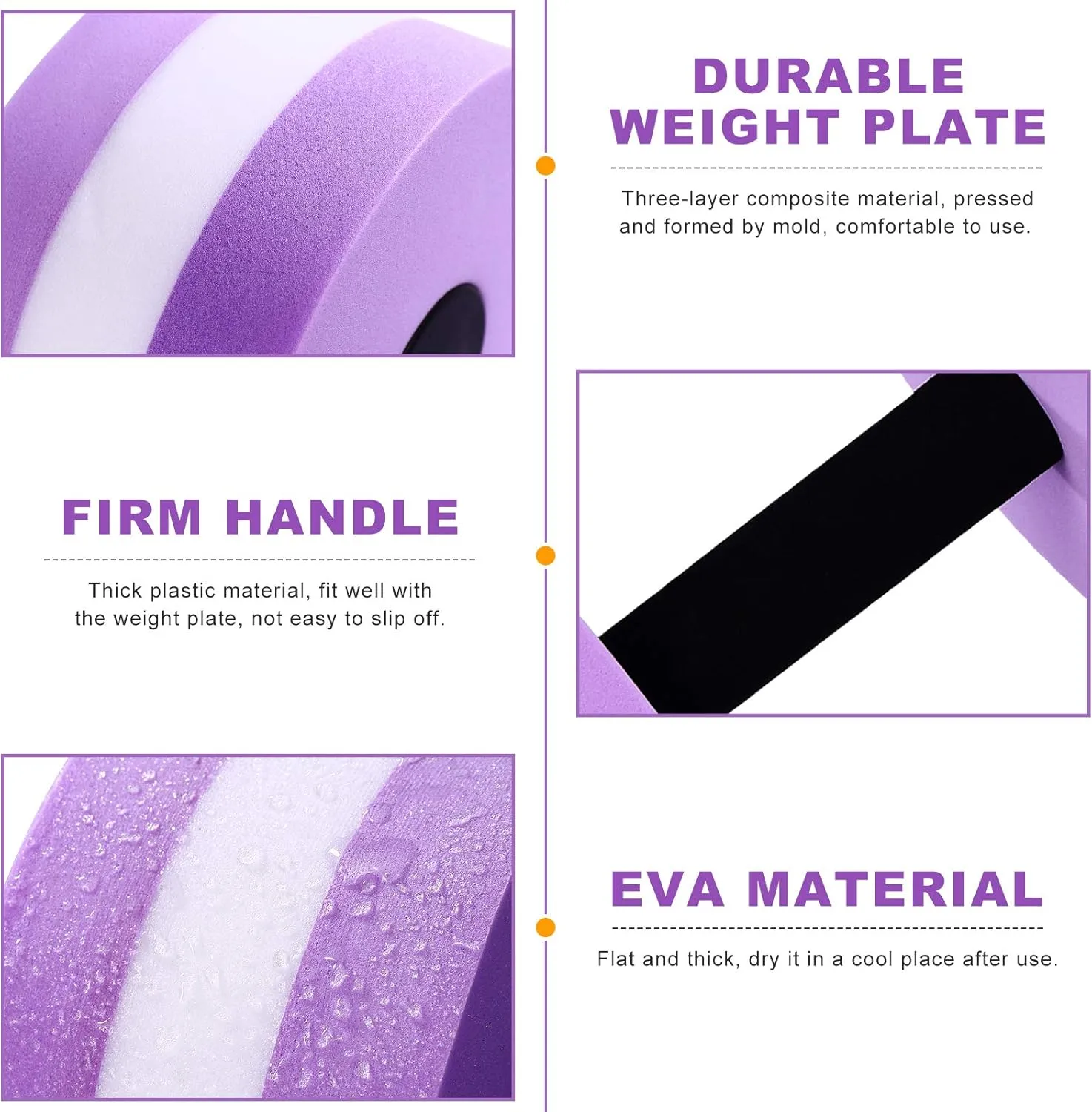 Aquatic Exercise Dumbbells 2Pcs Water Dumbells Foam Water Weights Aquatic Fitness Equipment for Water Aerobics (Purple)