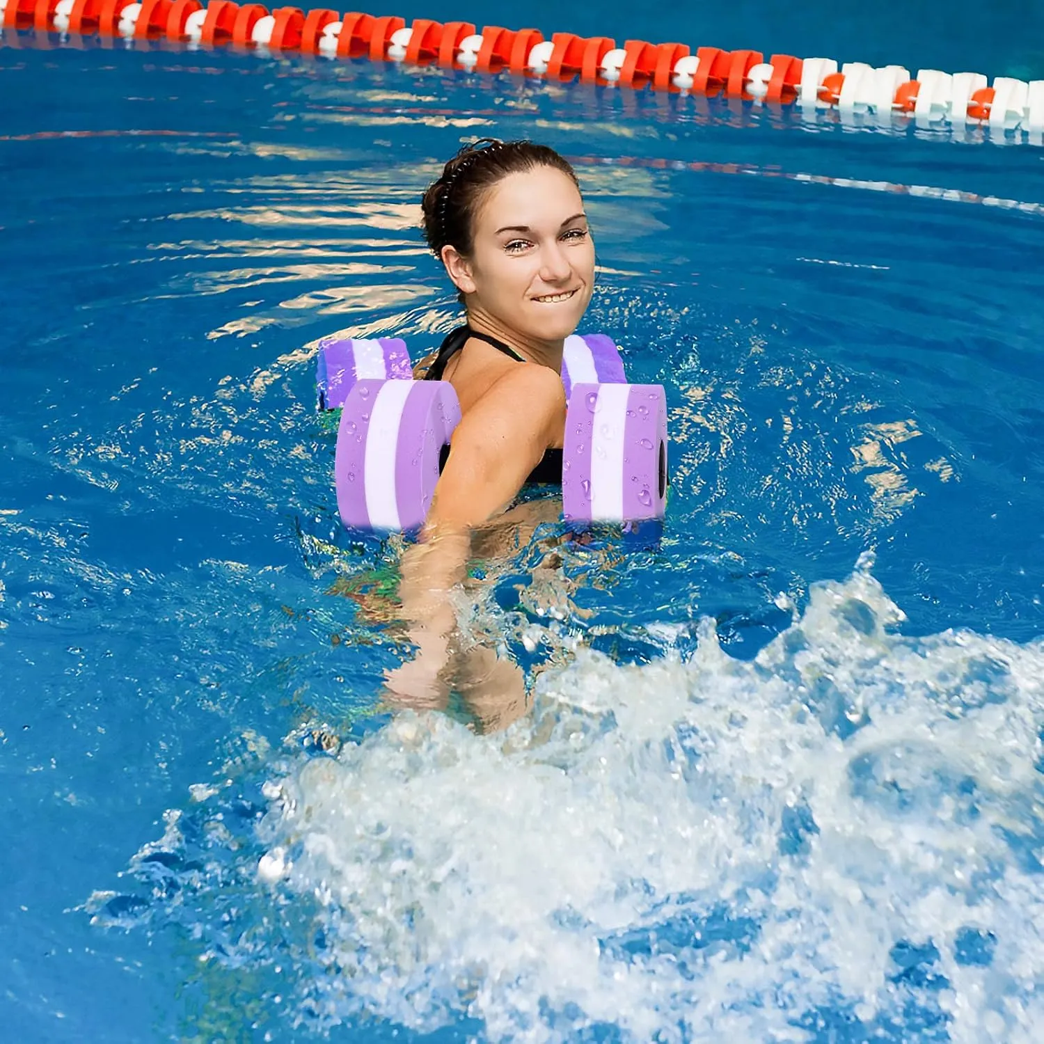 Aquatic Exercise Dumbbells 2Pcs Water Dumbells Foam Water Weights Aquatic Fitness Equipment for Water Aerobics (Purple)