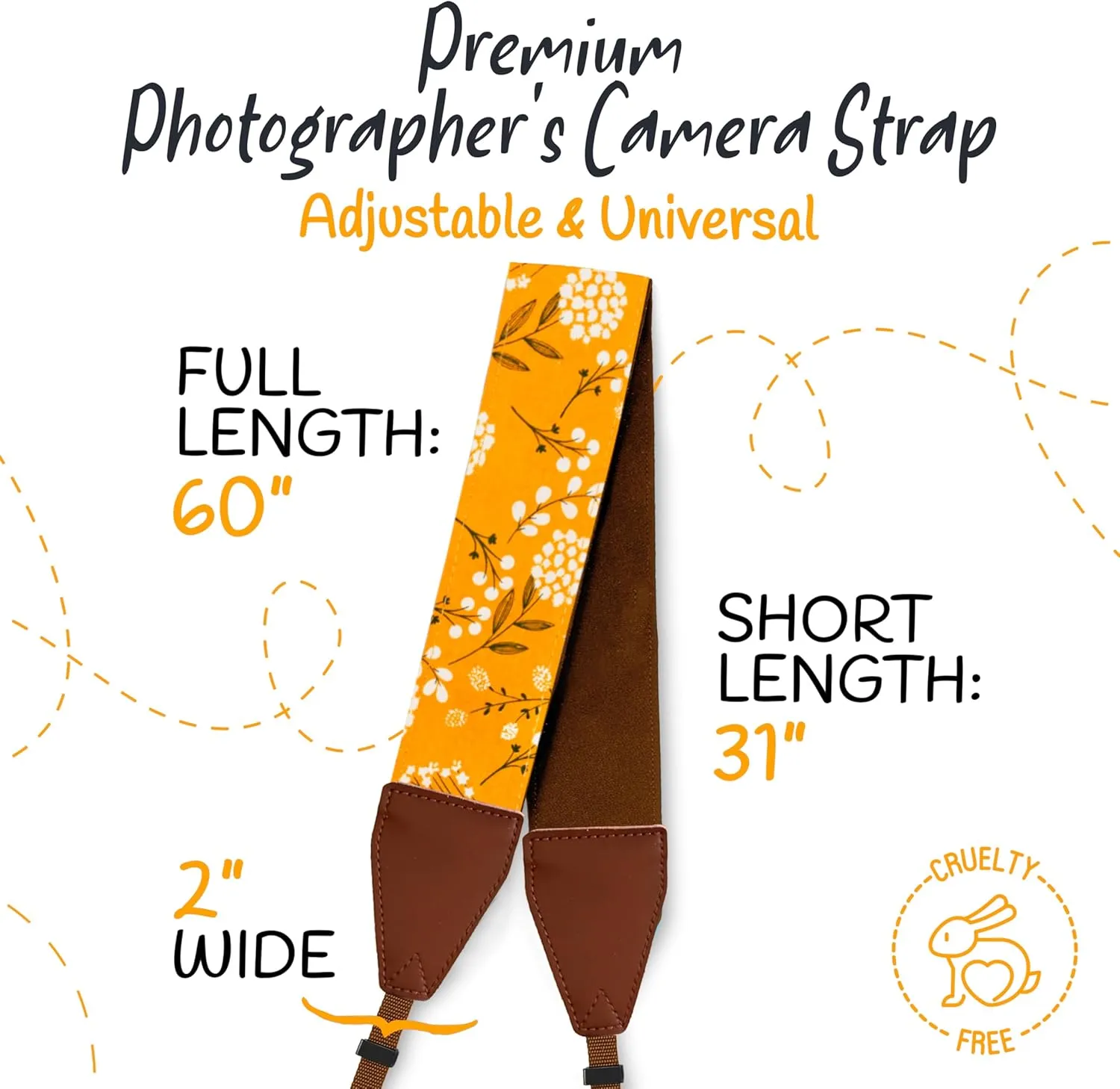 Art Tribute Camera Strap Shoulder, Crossbody Belt For All DSLR and Mirrorless Camera Including Binoculars Universal Strap Yellow Spring Flowers Neck Belt Best Gift for Men & Women Photographers