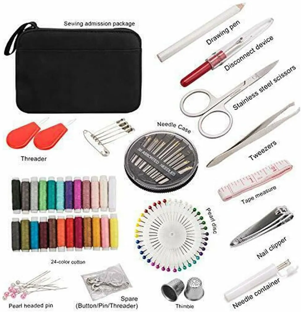 ASWRTYJO 130 Piece Fabric Sewing Bag Home Sewing Travel Home Sewing Set