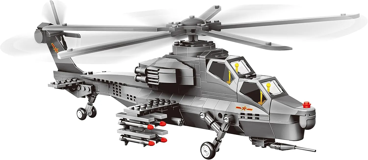 Attack Helicopter Air Force Building Block Set – 283-Pcs Helicopter Building Toys Set – Building Block Plane Toy for Kids Older Than 10 and Adults – Compatible with All Building Bricks