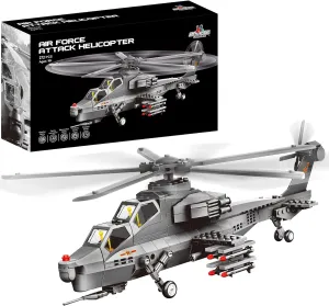 Attack Helicopter Air Force Building Block Set – 283-Pcs Helicopter Building Toys Set – Building Block Plane Toy for Kids Older Than 10 and Adults – Compatible with All Building Bricks