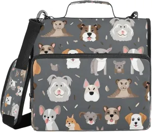ATTX Cartoon Dog Zipper Binder with Adjustable Padded Strap - 3 Ring 500 Sheet Capacity Binder Bag with Multi-Pocket Organizer, Fits 12 Inch Laptop#179