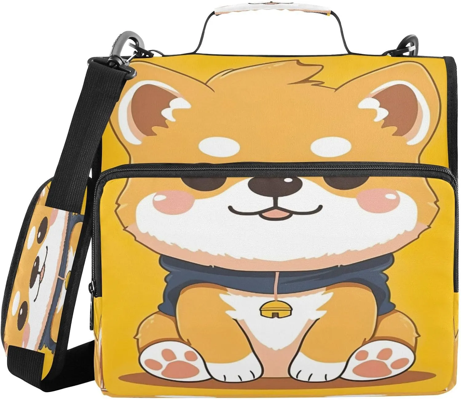 ATTX Cute Kawaii Dog Zipper Binder with Adjustable Padded Strap - 3 Ring 500 Sheet Capacity Binder Bag with Multi-Pocket Organizer, Fits 12 Inch Laptop#561