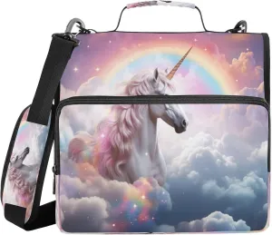 ATTX Sky Horse Zipper Binder with Adjustable Padded Strap - 3 Ring 500 Sheet Capacity Binder Bag with Multi-Pocket Organizer, Fits 12 Inch Laptop#364