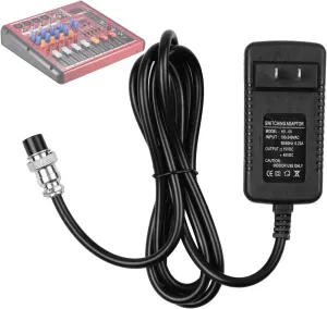 Audio Mixer Power Supply Adapter for F4 / F7 / CT4-16 Universal 2-16 Channels Professional Sound Mixing Console Board with 15VDC 4-Pin-Hole Connector for Home Karaoke Signing and PA System
