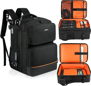 Audio Mixer Travel Case Fits for RODECaster Pro II,RODECaster Pro,RC Duo,Yamaha MG10XU,TC-Helicon GoXLR,Podcast DJ Mixer Backpack Bag with Multi-Pockets for Microphones,Cables,Podcast Equipment