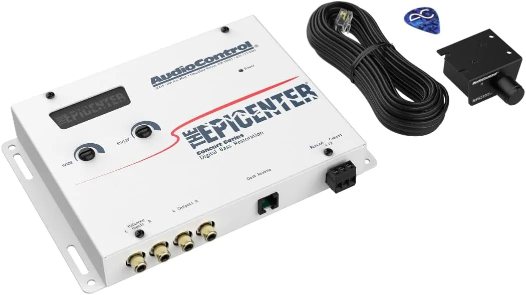 AudioControl EPICENTER Bass Bundle - EPICENTER Bass Restoration Processor (White)   EPIC1000 Monoblock 1000W Car Audio Subwoofer Amplifier   Stinger 2-Channel 3 FT 6000 Series RCA Interconnect Cable