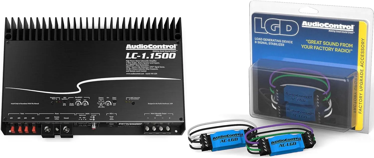 AudioControl LC-1.1500 Mono Subwoofer Amplifier with 1 Pair AudioControl AC-LGD Load generating Device