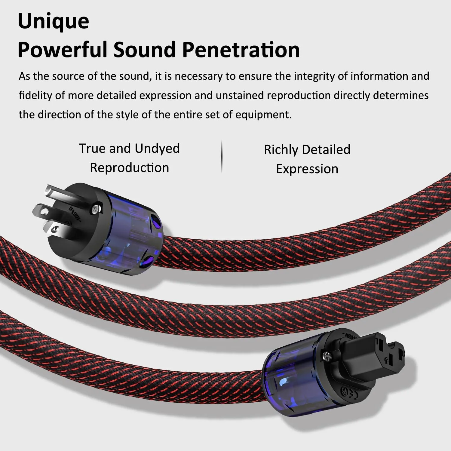 Audiocrast HiFi Power Cable, 10AWG, φ17MM, 4.9FT/1.5M, Hi-End Power Cord, OFC Conductor, Copper Shielding, AC Mains Cord with US Plug IEC C15 Connector