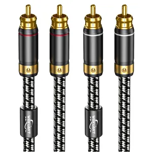 Audiophiles RCA Cable, 2RCA Male to 2RCA Male HiFi System Silvered-Plated Copper core with ferrite cores, Diameter 6.5mm (2m (6.5 Feet))