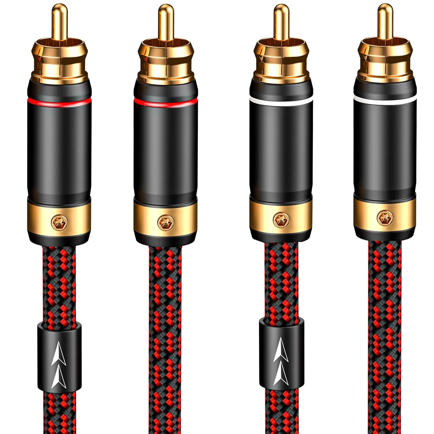 Audiophiles RCA/Phono Cable 2 RCA Male to 2 RCA Male HiFi System Interconnect Cable Braided for Home Cinema Subwoofer Amplifiers Blu-ray (Straight to Straight, 2.5ft/0.75m)