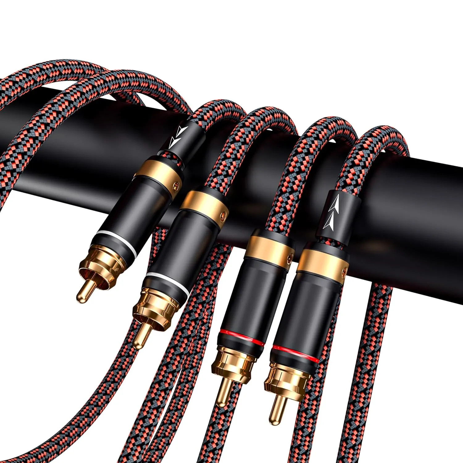Audiophiles RCA/Phono Cable 2 RCA Male to 2 RCA Male HiFi System Interconnect Cable Braided for Home Cinema Subwoofer Amplifiers Blu-ray (Straight to Straight, 2.5ft/0.75m)