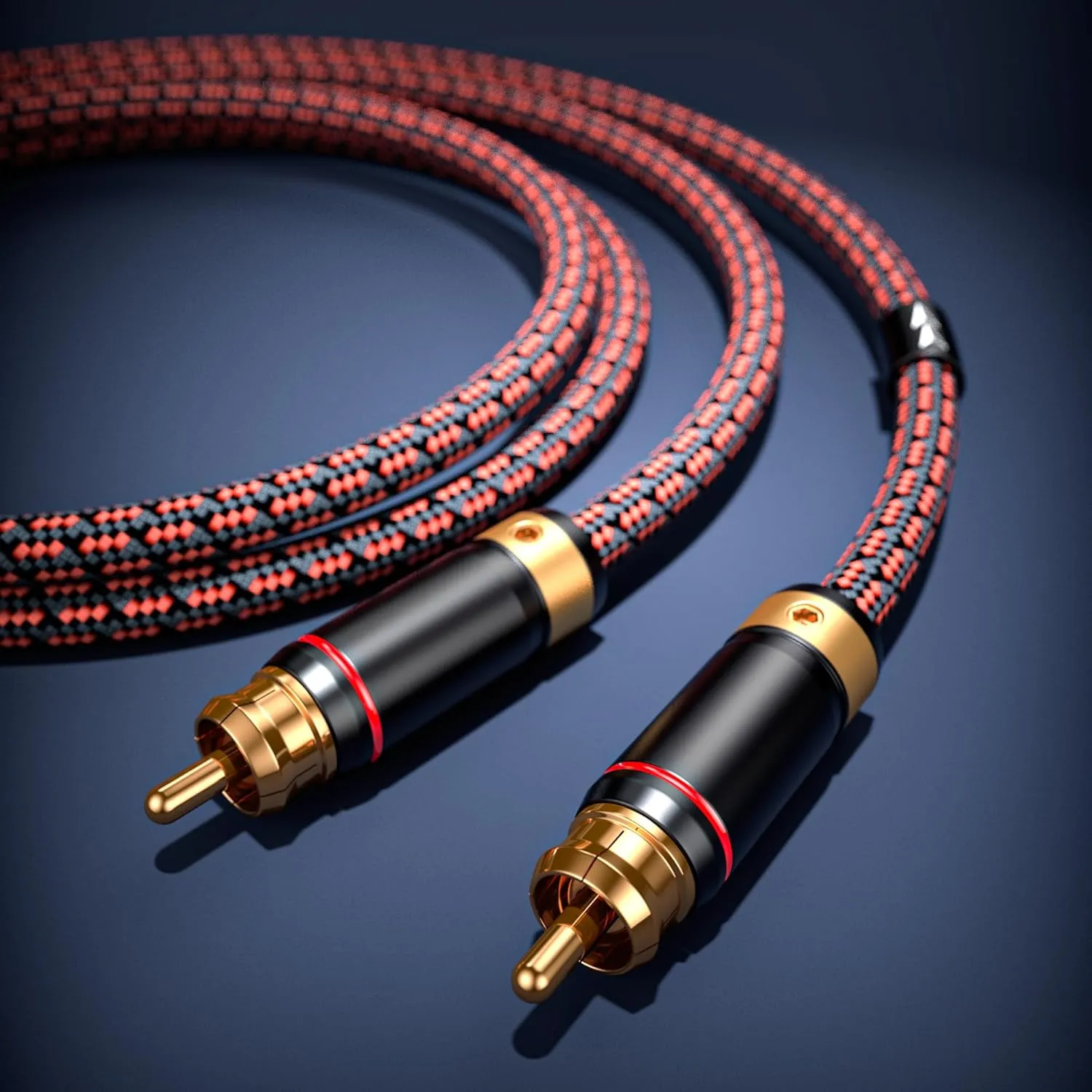 Audiophiles RCA/Phono Cable 2 RCA Male to 2 RCA Male HiFi System Interconnect Cable Braided for Home Cinema Subwoofer Amplifiers Blu-ray (Straight to Straight, 2.5ft/0.75m)