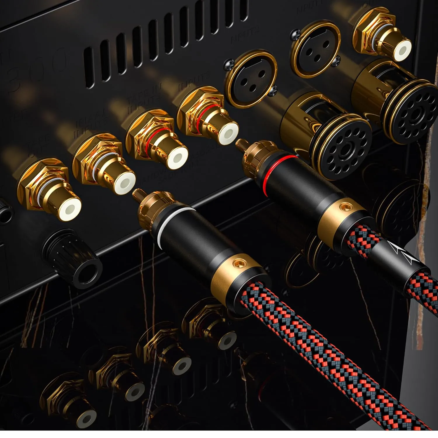 Audiophiles RCA/Phono Cable 2 RCA Male to 2 RCA Male HiFi System Interconnect Cable Braided for Home Cinema Subwoofer Amplifiers Blu-ray (Straight to Straight, 2.5ft/0.75m)