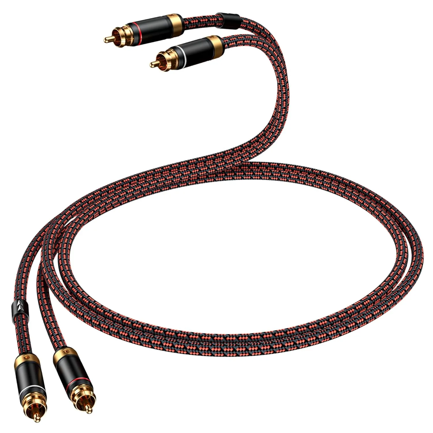 Audiophiles RCA/Phono Cable 2 RCA Male to 2 RCA Male HiFi System Interconnect Cable Braided for Home Cinema Subwoofer Amplifiers Blu-ray (Straight to Straight, 2.5ft/0.75m)