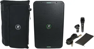 Audiosavings Bundle: Mackie ShowBox DJ PA Bluetooth Speaker Mixer Recording Interface Bundle with EM-89D Vocal Dynamic Microphone Cable Clip and Mackie Gig Bag Carry Case Backpack (3 Items)
