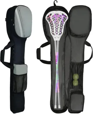 AUMTISC Lacrosse Stick Bag for Men Women, Padded Lacrosse Equipment Bag with Separate Cleats Compartment, Removable Shoulder Strap and Water Bottle Pocket, 46" Lax Stick Gear Bag