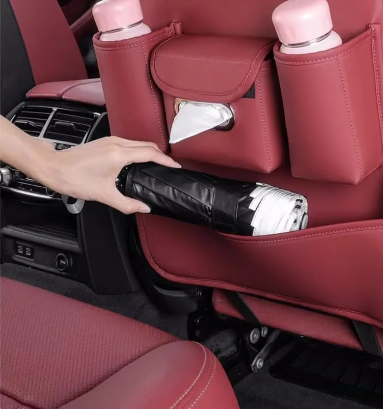 Auto Seat Back Multi Pocket Storage Bag For Mitsubishi Emeraude Endeavor FTO Galant Grandis GTO i i-MiEV L200 Lancer Lancer Evolution Automobile Seat Back Organisers,Orange