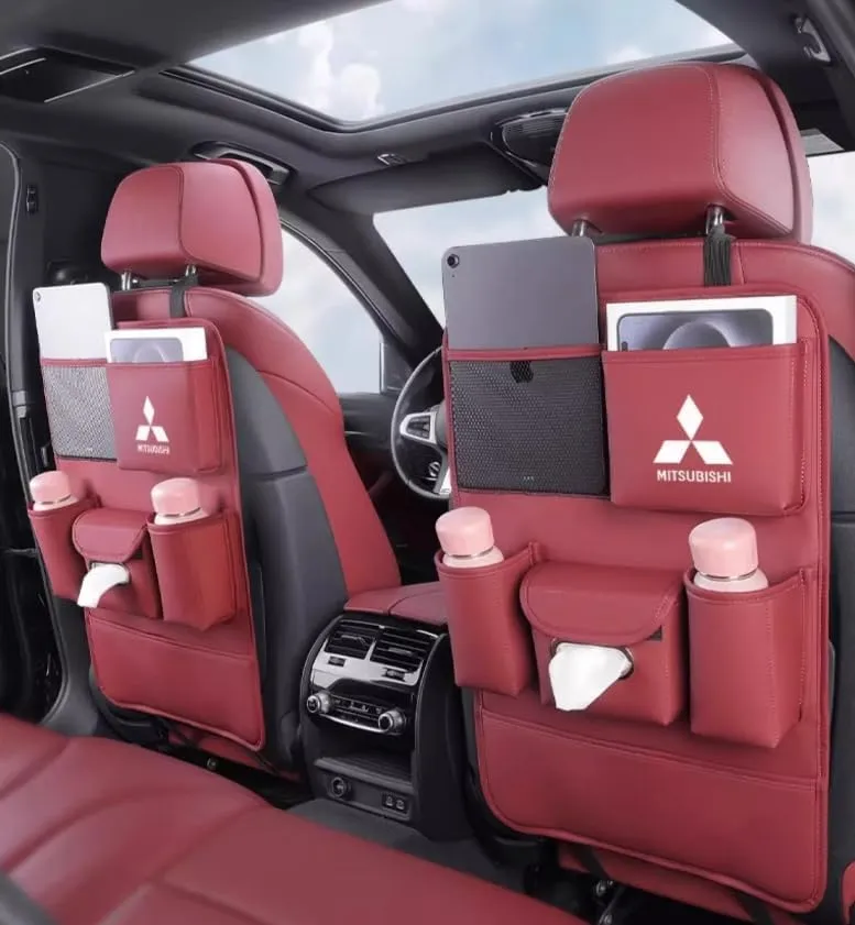 Auto Seat Back Multi Pocket Storage Bag For Mitsubishi Emeraude Endeavor FTO Galant Grandis GTO i i-MiEV L200 Lancer Lancer Evolution Automobile Seat Back Organisers,Orange