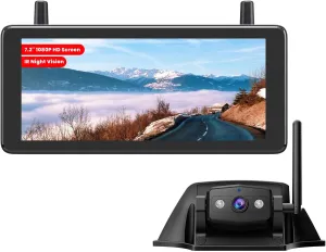 AUTO-VOX RV Backup Camera Wireless for Furrion System: Plug and Play,HD 1080P 7.2'' Recording Monitor,IR Night Vision,Dual Antenna,IP69 Waterproof,Wide Angle Back Up Camera for Travel Trailer,Camper