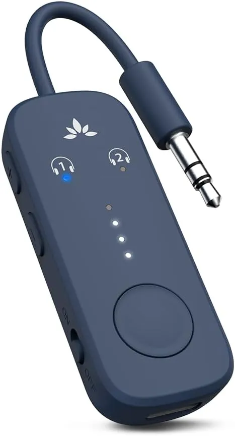 Avantree Relay - Premium Airplane Bluetooth 5.3 Adapter, Supports 2 AirPods or Headphones with aptX Adaptive, 3.5mm AUX Jack Wireless Audio Transmitter for Planes, Travel, TV
