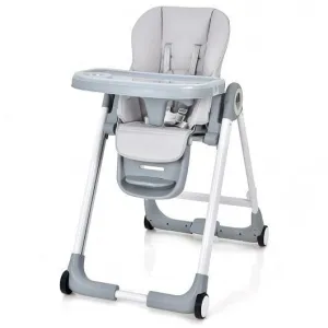 Baby Folding Convertible High Chair with Wheels and Adjustable Height-Gray - Col