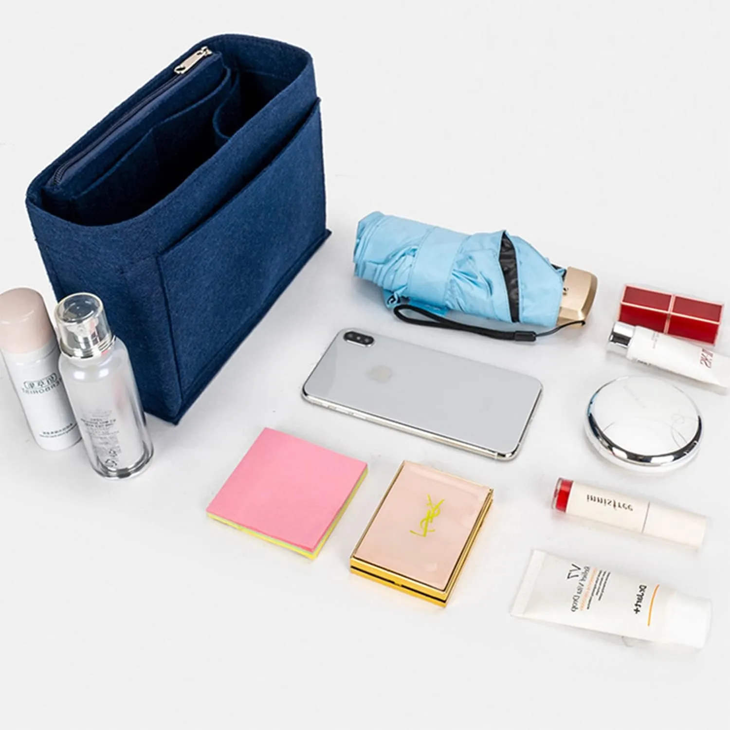 Backpack Organizer, Purse Organizer, Insert Multi Pocket Felt Bag Organizer Suitable For Longchamp(dark blue)