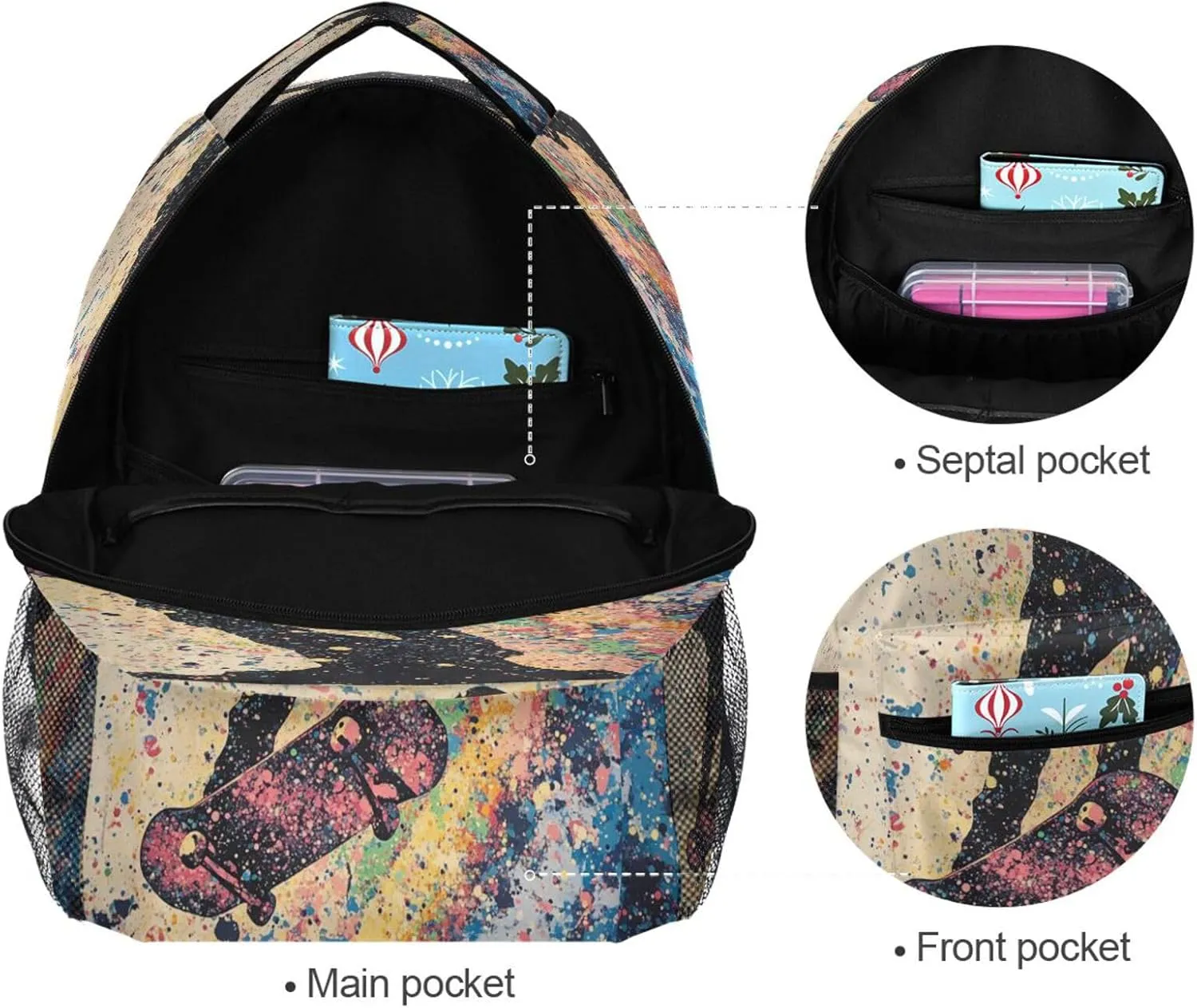 Backpacks for Teacher Nurse Waterproof Business Work Bag with Chest Strap for Travel Trip Skateboard
