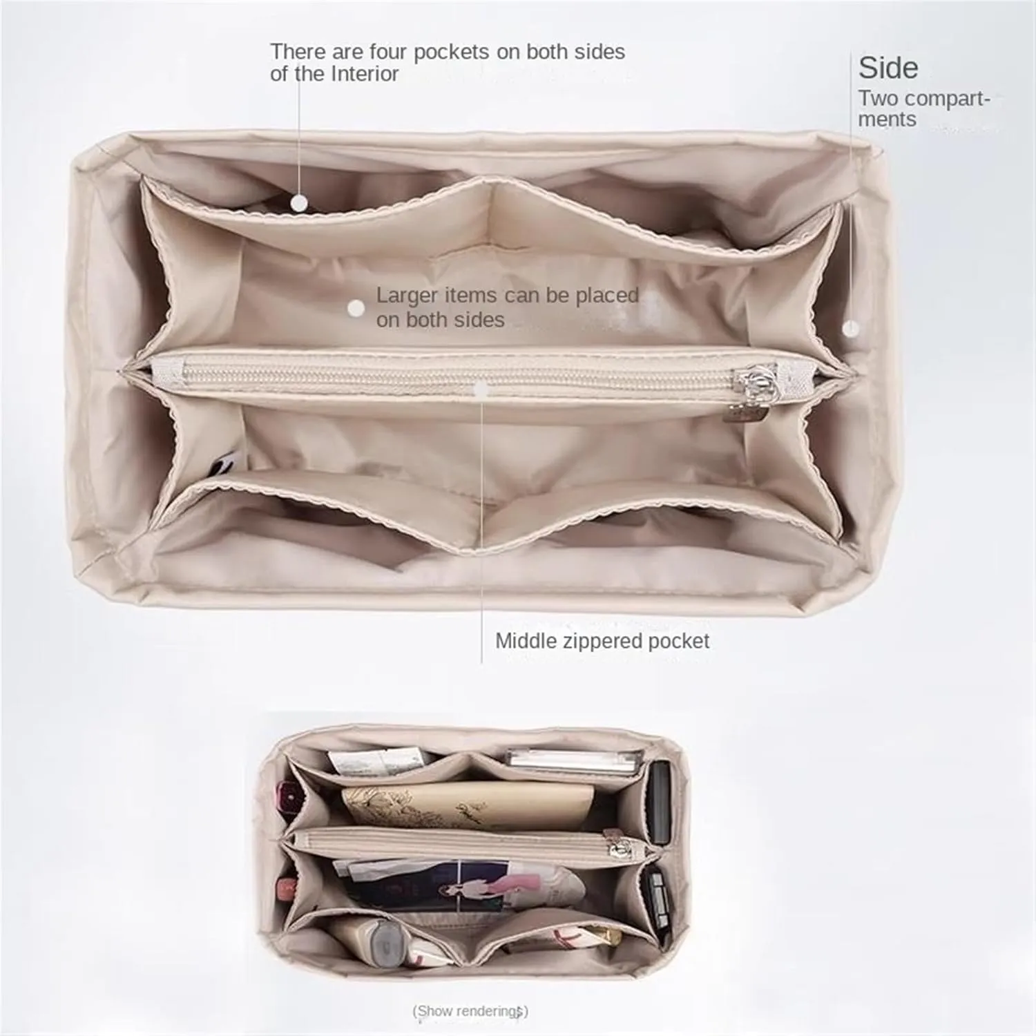Bag organizer suitable for Lv speedy nylon storage liner bag handbag organizer plug-in wallet lining storage bag(Red b,Foe Lv speedy 30)
