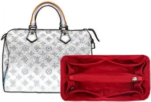 Bag organizer suitable for Lv speedy nylon storage liner bag handbag organizer plug-in wallet lining storage bag(Red b,Foe Lv speedy 30)