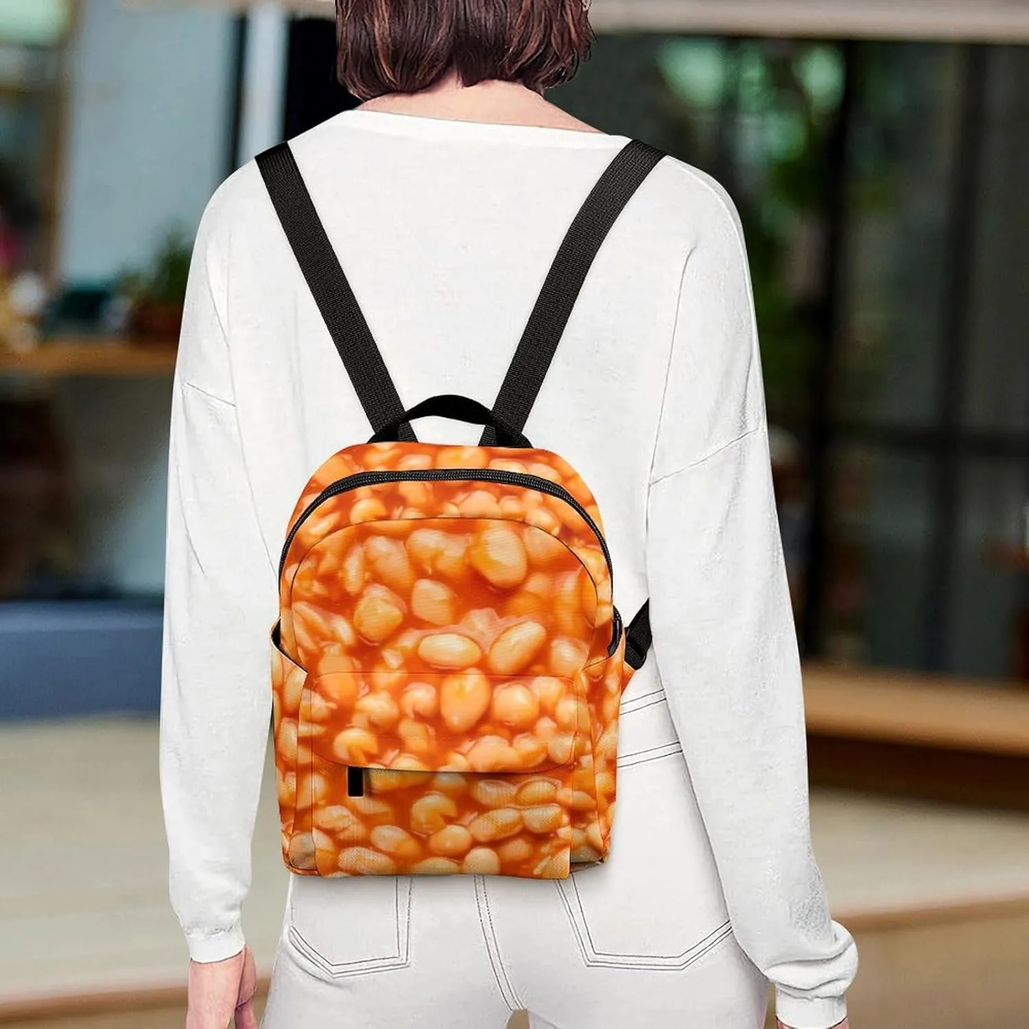 Baked Beans Casual Women's Backpack, Lightweight, Waterproof, Versatile Daily Bag