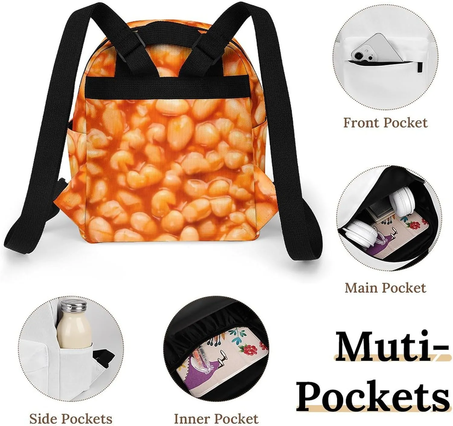 Baked Beans Casual Women's Backpack, Lightweight, Waterproof, Versatile Daily Bag