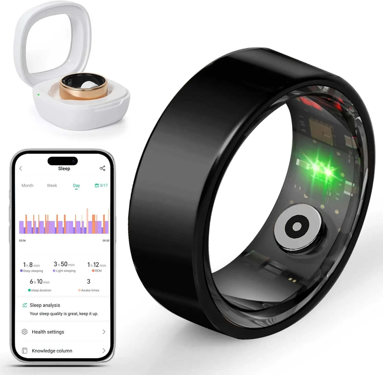 BANGALORE Smart Fitness Ring for Men & Women – Activity & Wellness Tracker with Heart Rate, Sleep, and Blood Oxygen Monitoring, Motion Tracking, Waterproof Build, and No Subscription Required (10#)