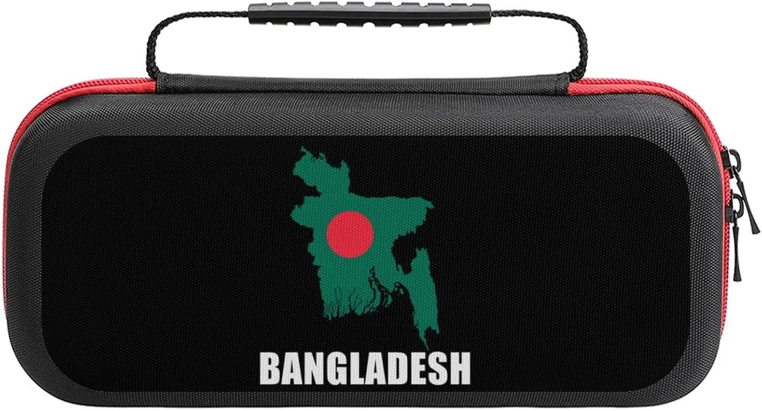 Bangladesh Flag Bangladeshi Map Portable Protective Shell Compatible with Switch Case Hard Travel Tote Bag with 20 Game Cartridges
