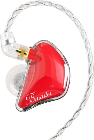 BASN Bmaster in Ear Monitor Musician Headphones Triple Drivers Dynamic Earbuds Sound Isolating Earphones with Two Detachable Audio & Mic Cables (Red)