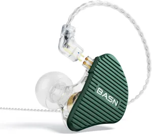 BASN Mix-PD in Ear Monitor,1Planar Driver   1Dynamic Driver HiFi IEM Earphones with CNC Crafted Metal Cover, Wired 0.78mm 2-Pin Silver Plated Detachable Cable for Musicians (Green)
