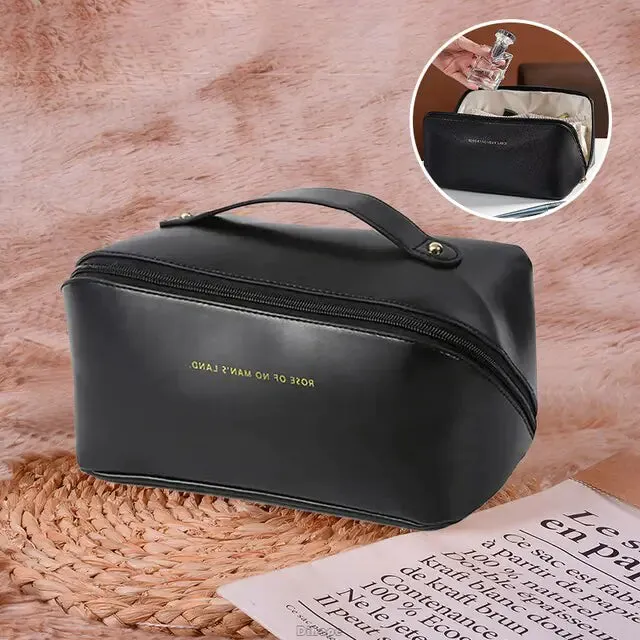 Beauty on the Go: The Stylish & Spacious Leather Makeup Bag ✨