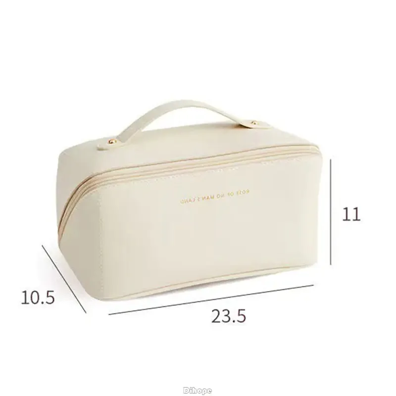 Beauty on the Go: The Stylish & Spacious Leather Makeup Bag ✨