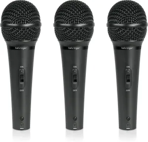 Behringer ULTRAVOICE XM1800S Dynamic Handheld Microphone, 3 Pack