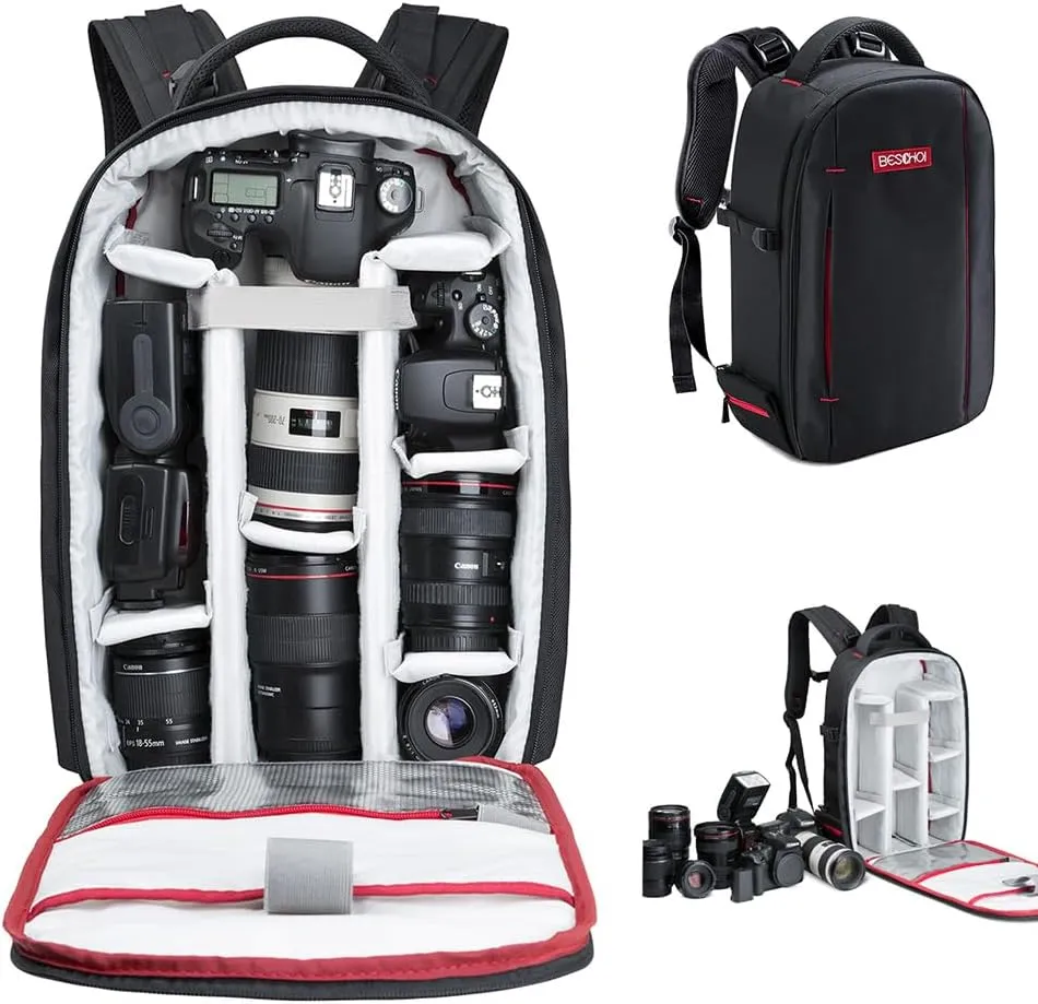 BESCHOI Camera Bag, Camera Backpack for photographers 20L Waterproof Camera Bags for DSLR Camera, Speedlite Flash, Camera Tripod, Laptops, Lens and Accessories