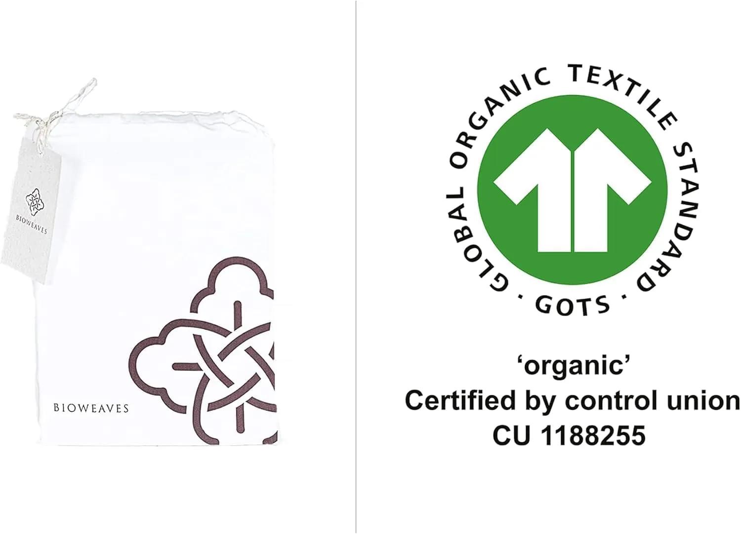 Bioweaves 100% Organic Cotton Envelope Pillow Cases 300 Thread Count Soft Sateen Weave GOTS Certified – 20 X 27, Set of 2, White