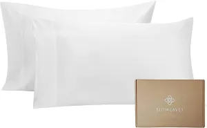 Bioweaves 100% Organic Cotton Envelope Pillow Cases 300 Thread Count Soft Sateen Weave GOTS Certified – 20 X 27, Set of 2, White