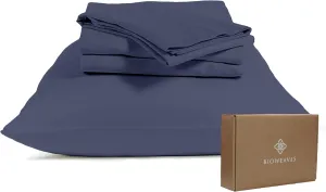 BIOWEAVES 100% Organic Cotton Sheets, 300 Thread Count 4-Piece GOTS Certified Bed Sheet Set Fits Mattress Upto 17" Deep Pocket, Soft & Silky Sateen Weave (California King, Mineral)